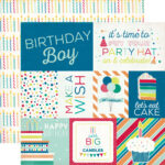 Echo Park Birthday Wishes Boy JOURNALING CARDS 12"X12" Scrapbook Paper