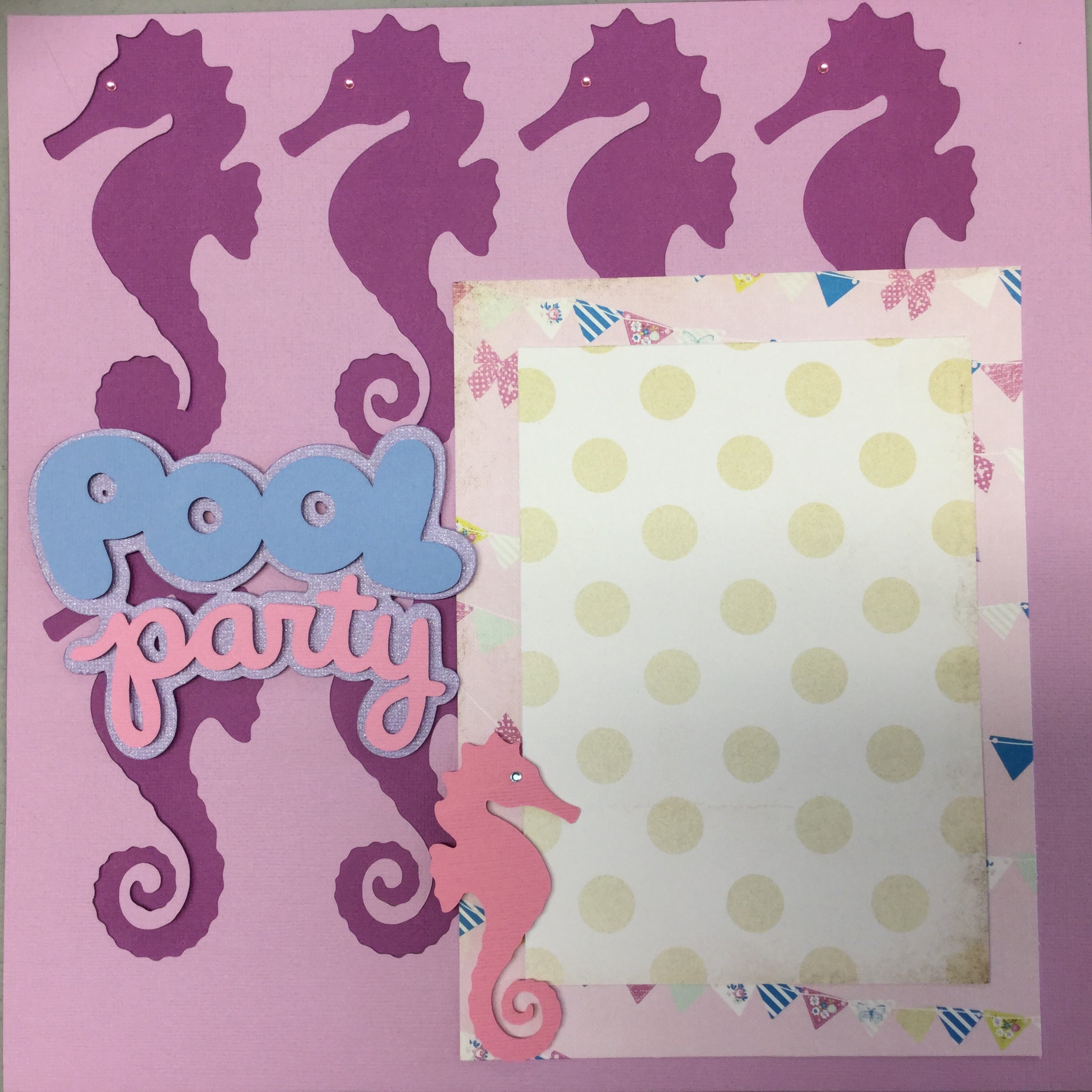IMG_2987.jpg Premade Page SEAHORSE POOL PARTY (1) 12"x12" Scrapbook @Scrapbooksrus - Image 1