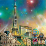 Las Vegas Paris Shimmer Burst 12"X12" Scrapbook Paper