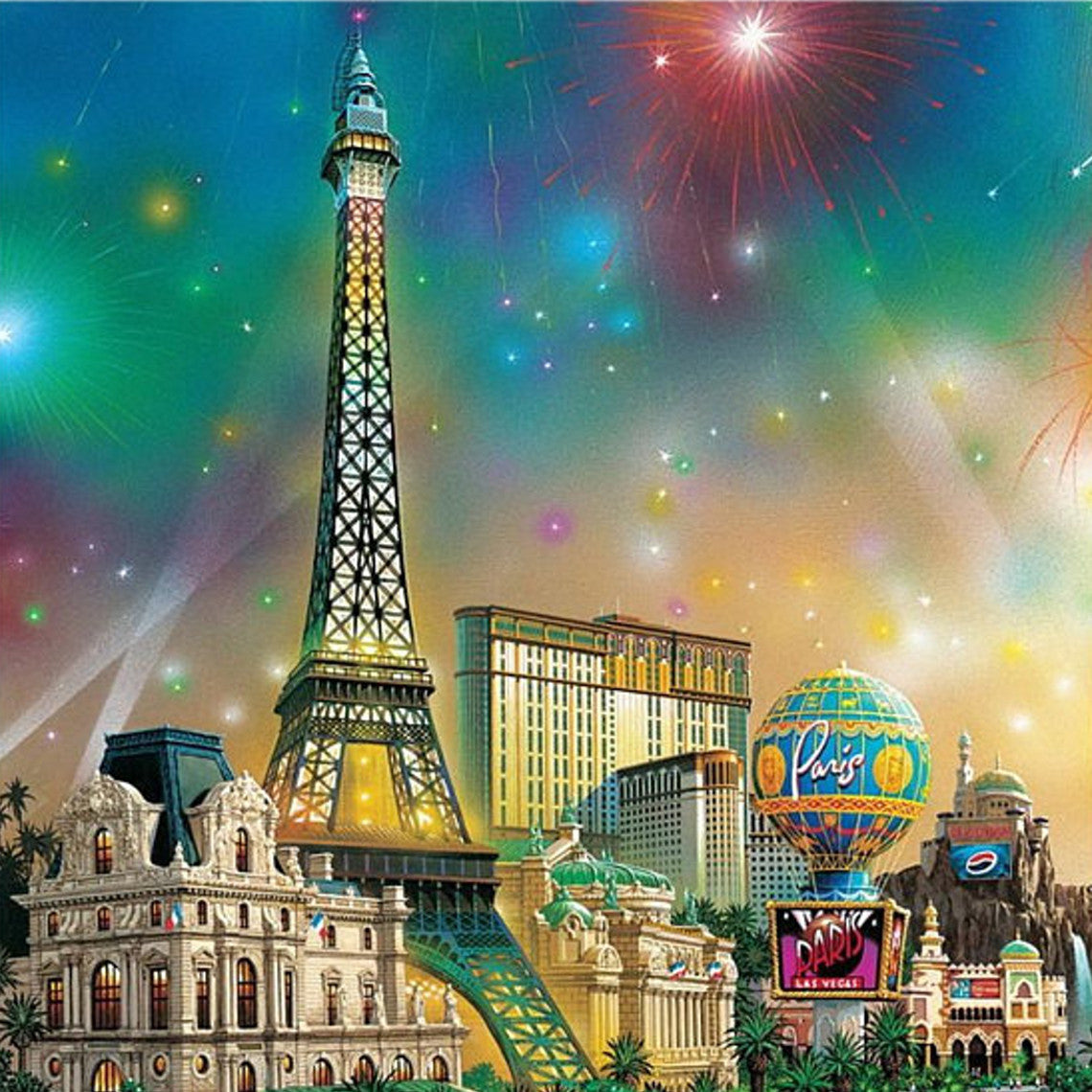 Las_Vegas_Paris_Burst.jpg Las Vegas Paris Shimmer Burst 12"X12" Scrapbook Paper - Image 1