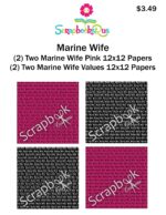 Scrapbook Customs MARINE WIFE 12"x12” 4pc Scrapbook Papers