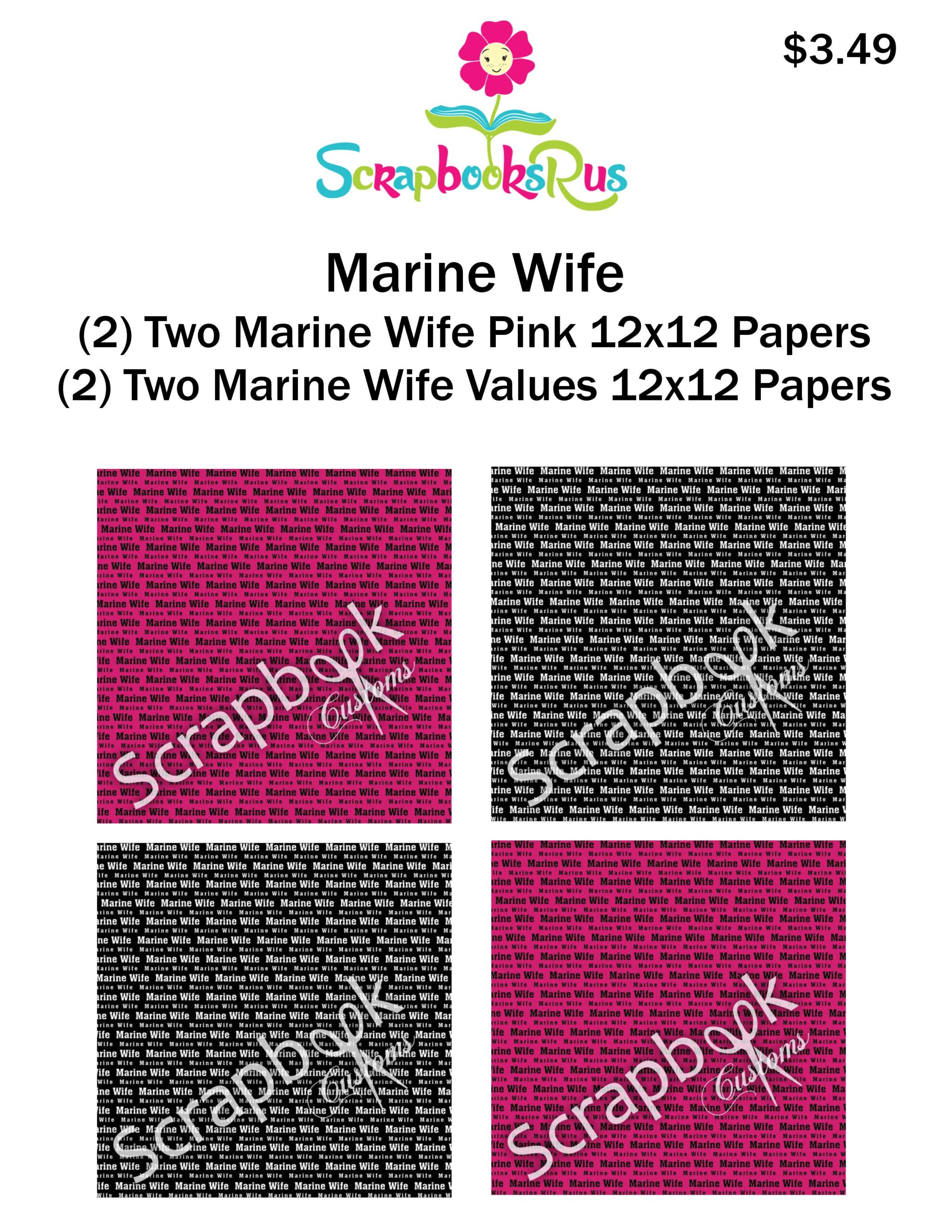 Marine_Wife_Kit.jpg Scrapbook Customs MARINE WIFE 12"x12” 4pc Scrapbook Papers - Image 1