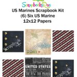 Scrapbook Customs 6pc MARINES SCRAPBOOK KIT 12"X12" Papers 1C
