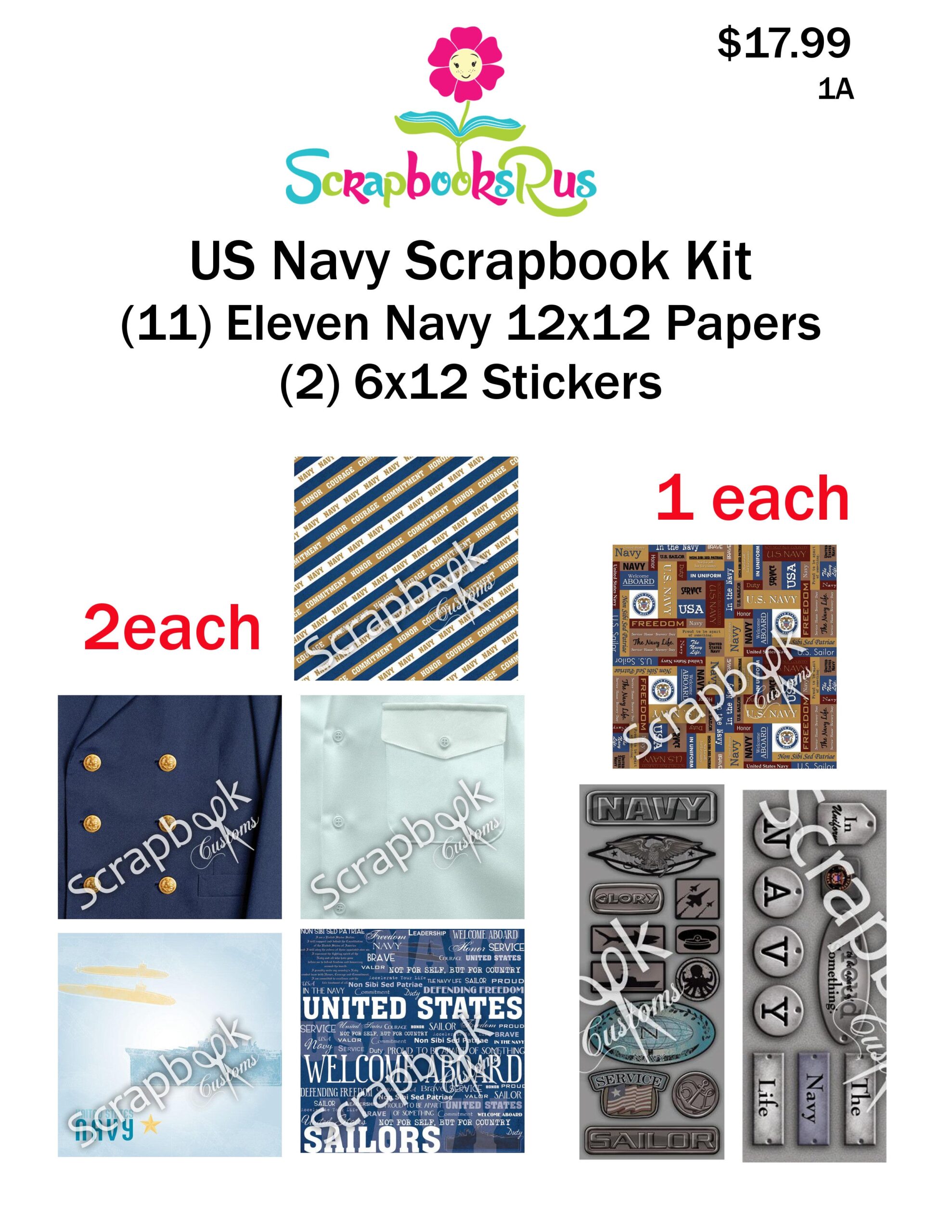 Navy_Kit_1A.jpg US NAVY 12"x12” Scrapbook Kit 1A - Image 1
