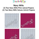 Scrapbook Customs NAVY WIFE 12"x12” 4pc Scrapbook Papers