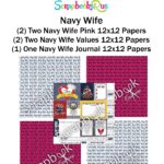 Scrapbook Customs NAVY WIFE 1B 12"x12” 5pc Scrapbook Papers