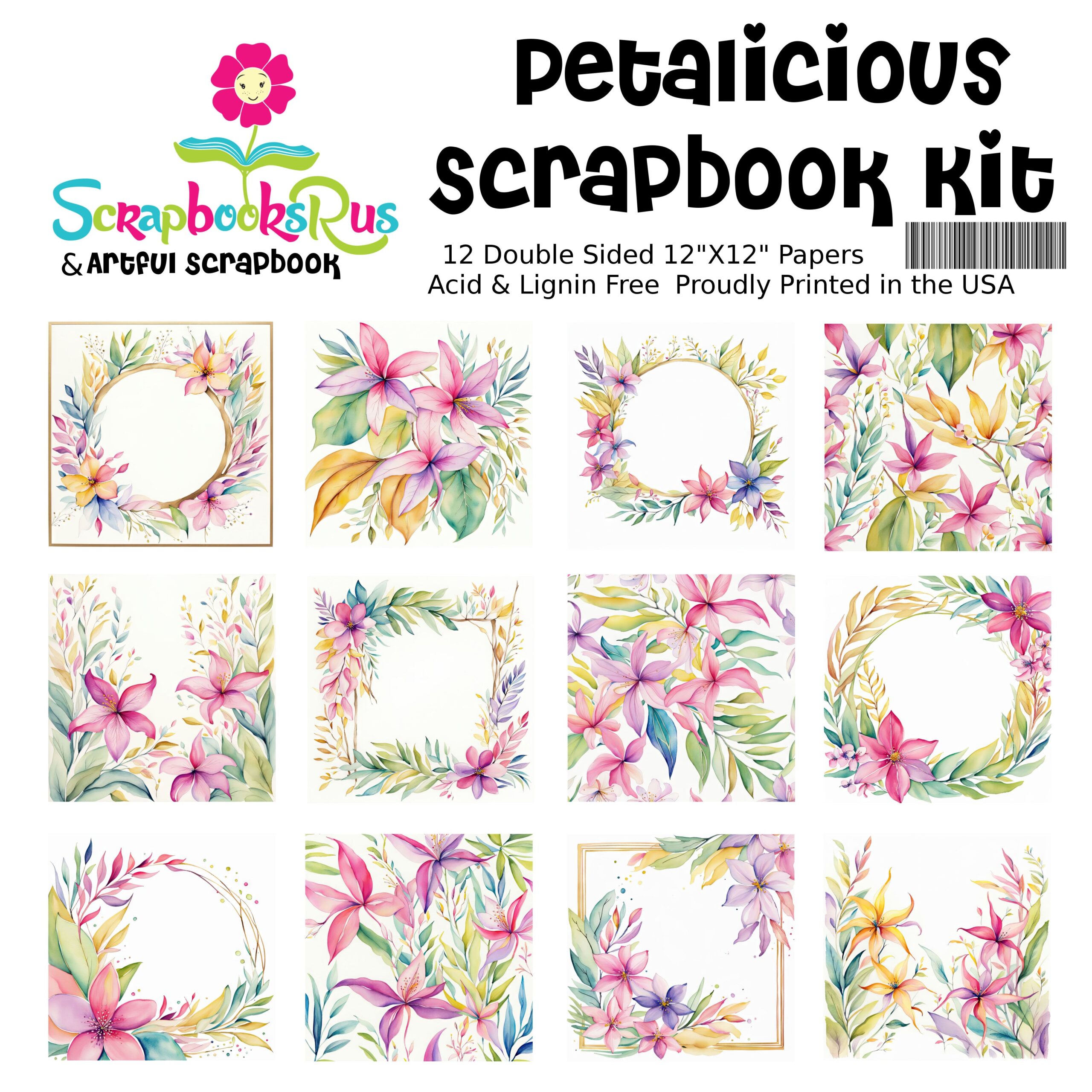Petalicious12x12CoverPage.jpg Scrapbooksrus PETALICIOUS 12"X12" Scrapbook Paper Pack 12pc - Image 1