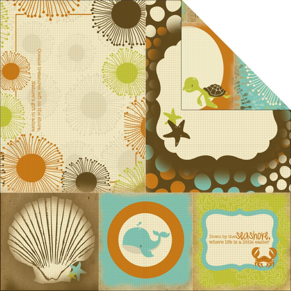 Rock_Pool_Waves.jpg Kaisercraft ROCK POOL WAVES 12X12 Scrapbook Beach Paper 1 Sheet - Image 1
