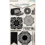 My Mind's Eye Lost & Found 3 RUBY Doily Clear Acrylic Stamps 11pc