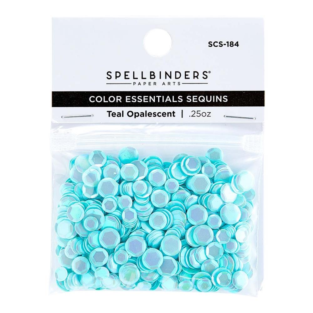 SCS184.jpg Spellbinders Opalescent SEQUINS TEAL Color Essentials .25oz 3 sizes - Image 1