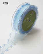 May Arts 1" SHEER HEART EDGE Light Blue Ribbon Trim 1 yard yd - Image 2