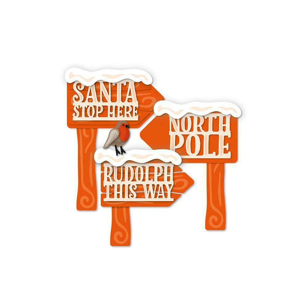 Santa_Road_Signs.jpg SANTA ROAD SIGN Metal Craft Dies 9pc. - Image 1