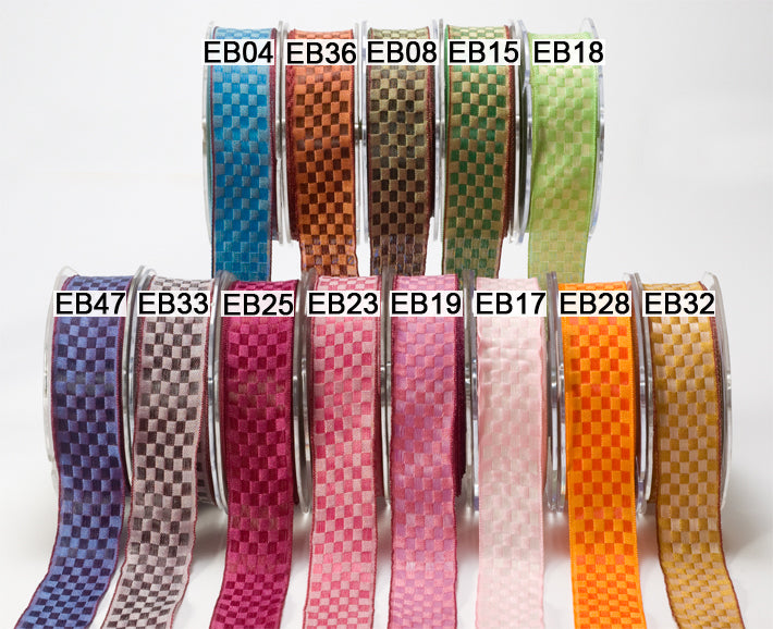 Solid_Woven_Checkered_set_b5ee6a88-836d-4c0d-a446-4b2d486f34fb.jpg May Arts 1" WOVEN CHECKERED RIBBON Trim 1 yard yd - Image 1