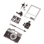 Fiskars Retro Flash CAMERA Clear Acrylic Stamp Set 7pc