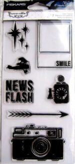 Fiskars Retro Flash CAMERA Clear Acrylic Stamp Set 7pc - Image 2