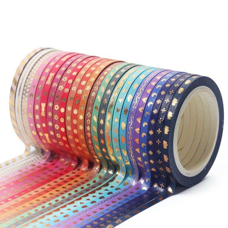 WashiTapeSkinnyGoldFoilScrapbooksrus.jpg Scrapbooksrus Skinny Gold Foil Decorative Washi Tape 24 Rolls - Image 1