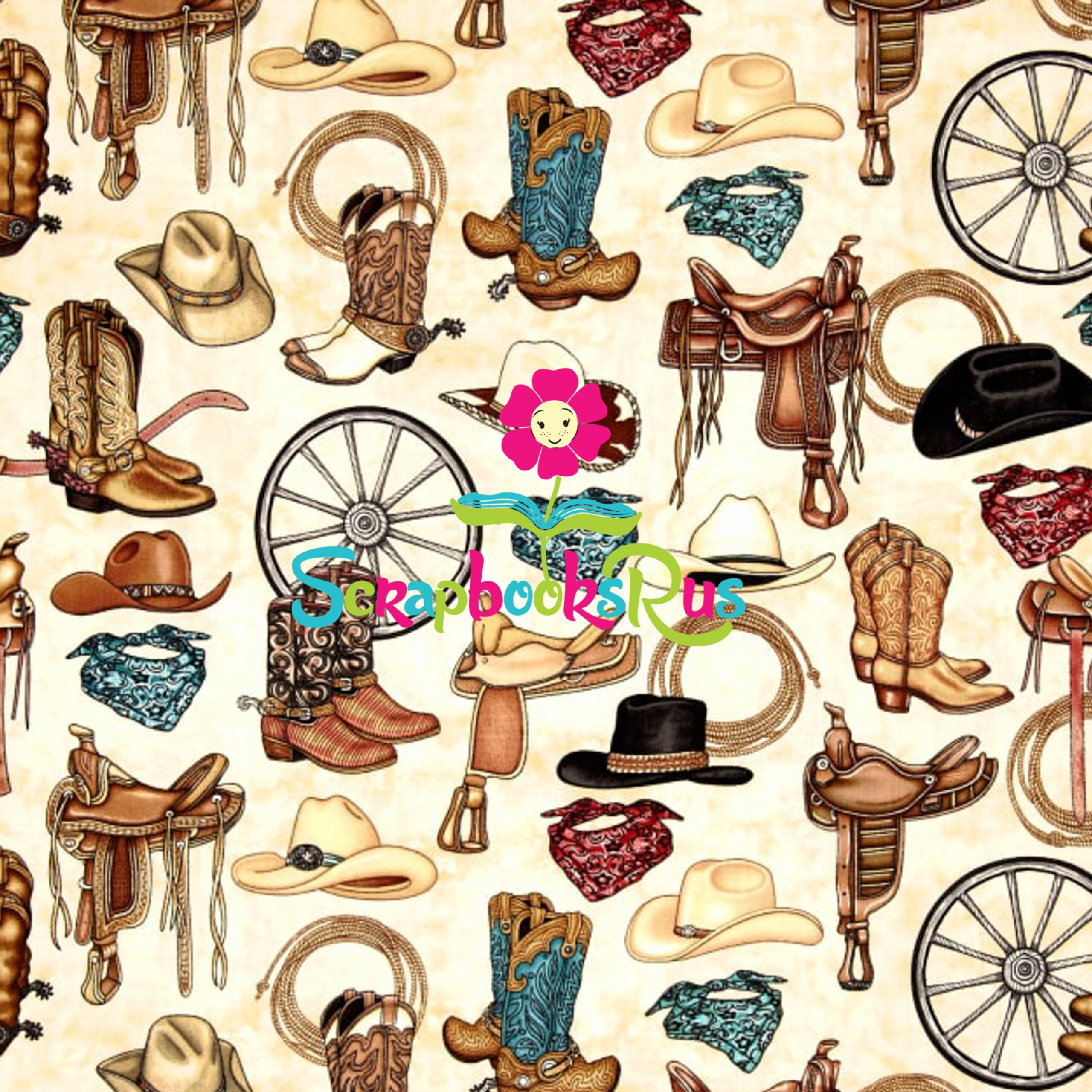 WesternCowboyScrapbooksrus.jpg WESTERN COWBOY Wild West 12"x12" Scrapbook Paper - Image 1