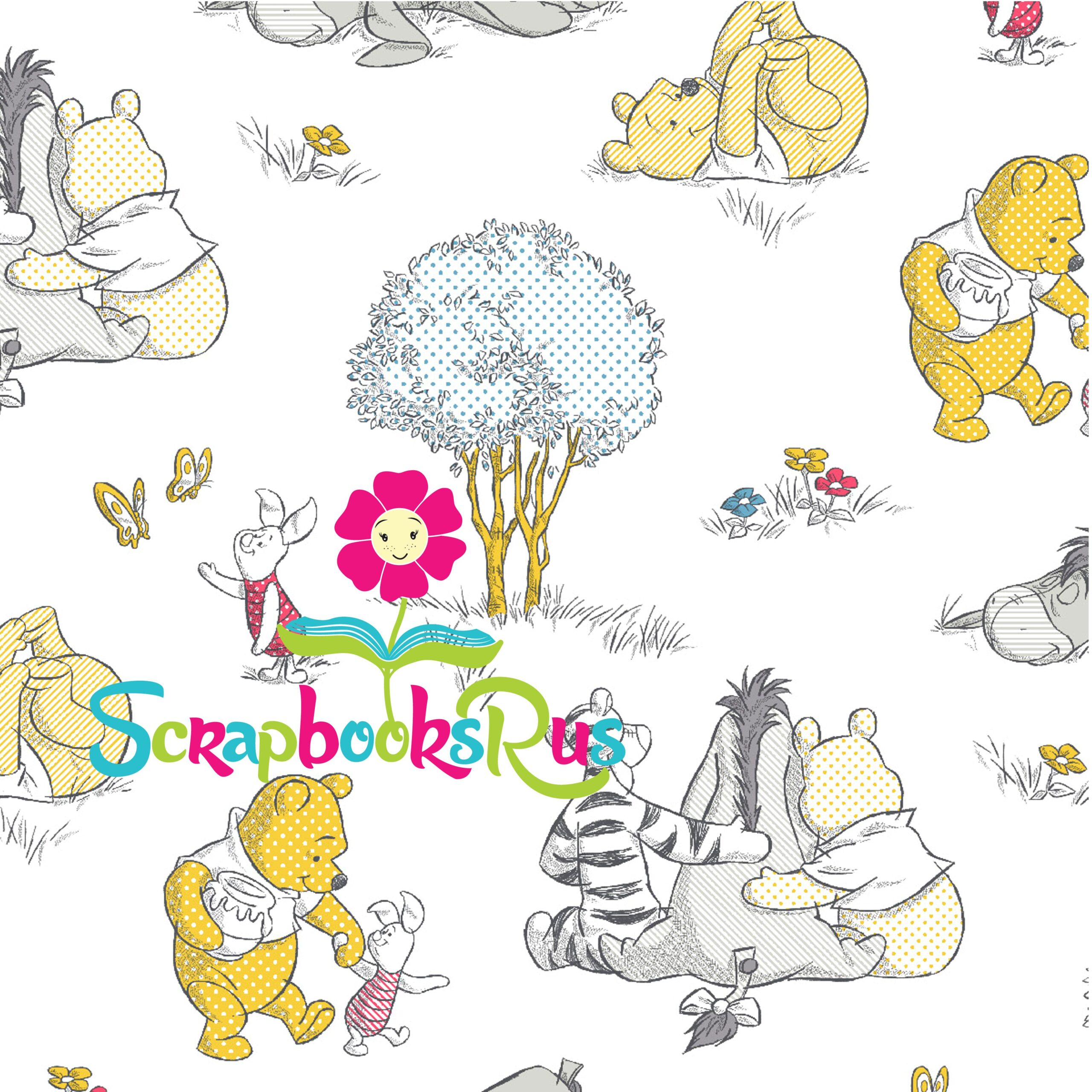 WinniethePoohNurseryScrapbooksrus.jpg Winnie the Pooh NURSERY 12"x12" Scrapbook Paper - Image 1