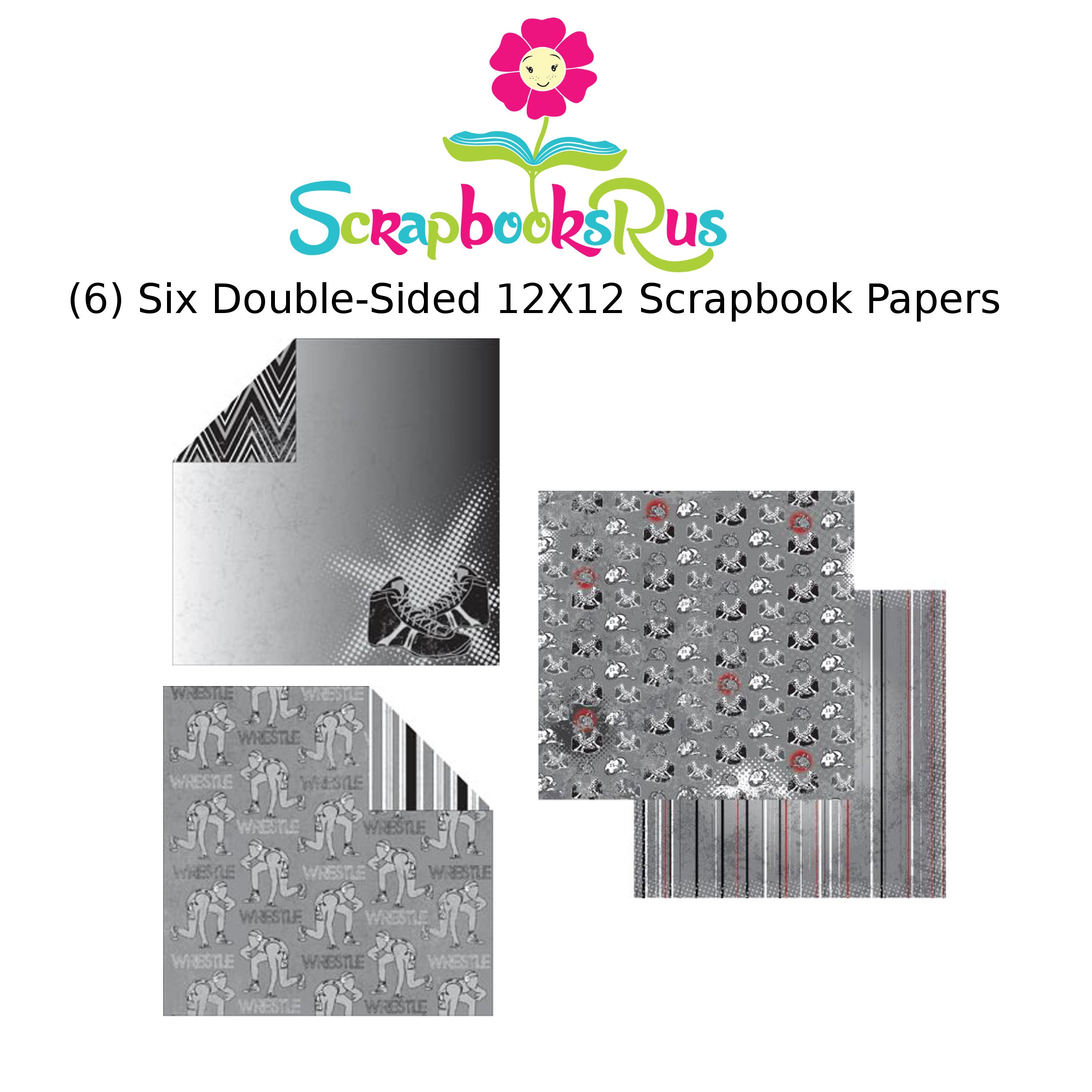 WrestlingKit.jpg Wrestling Moxxie BORN TO WRESTLE 12"X12" Scrapbook Paper 6pc Kit - Image 1