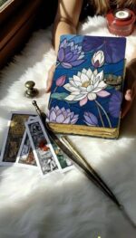 Soft Leather Journal PURPLE FLOWER ART Blank A7 - Image 3