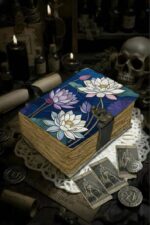 Soft Leather Journal PURPLE FLOWER ART Blank A7 - Image 2