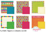 We R Memory Keepers 6pc FUNFETTI PAPER KIT Scrapbook Sheets #2