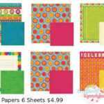 We R Memory Keepers 6pc FUNFETTI PAPER KIT Scrapbook Sheets #2