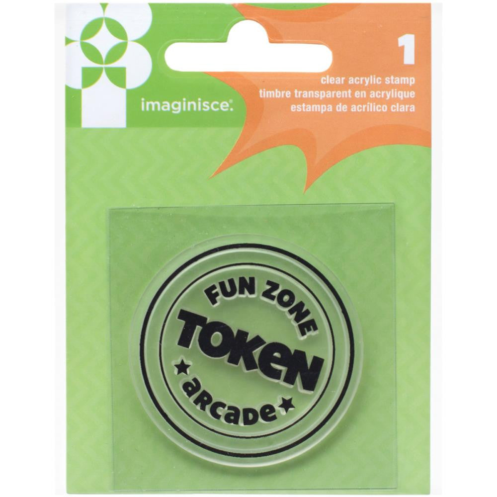 image_00b70257-f45b-4812-8f13-8864f547bc04.jpeg Imaginisce FAMILY FUN Arcade Token Acrylic Clear Stamp 1pc - Image 1
