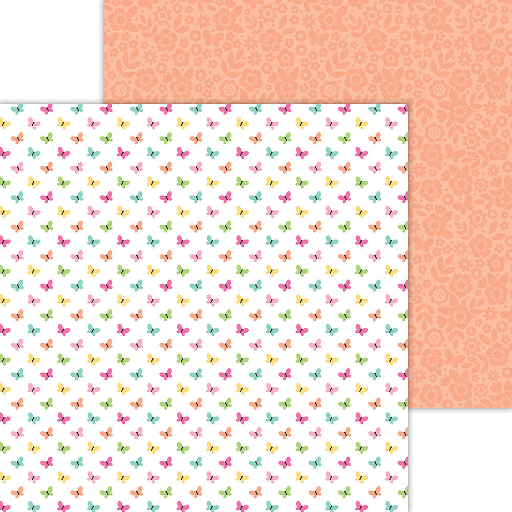 image_019e9cb3-52c9-4ca7-a65a-edcfefc77da4.jpg Doodlebug Hello Again BITTY BUTTERFLIES 12"X12" Cardstock Paper - Image 1