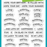 Lawn Fawn REVEAL WHEEL Family & Friends SENTIMENTS Clear Stamps 42pc