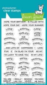 Lawn Fawn REVEAL WHEEL Family & Friends SENTIMENTS Clear Stamps 42pc