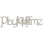 Fabscraps PLAY TIME Die-Cut Grey Chipboard Word