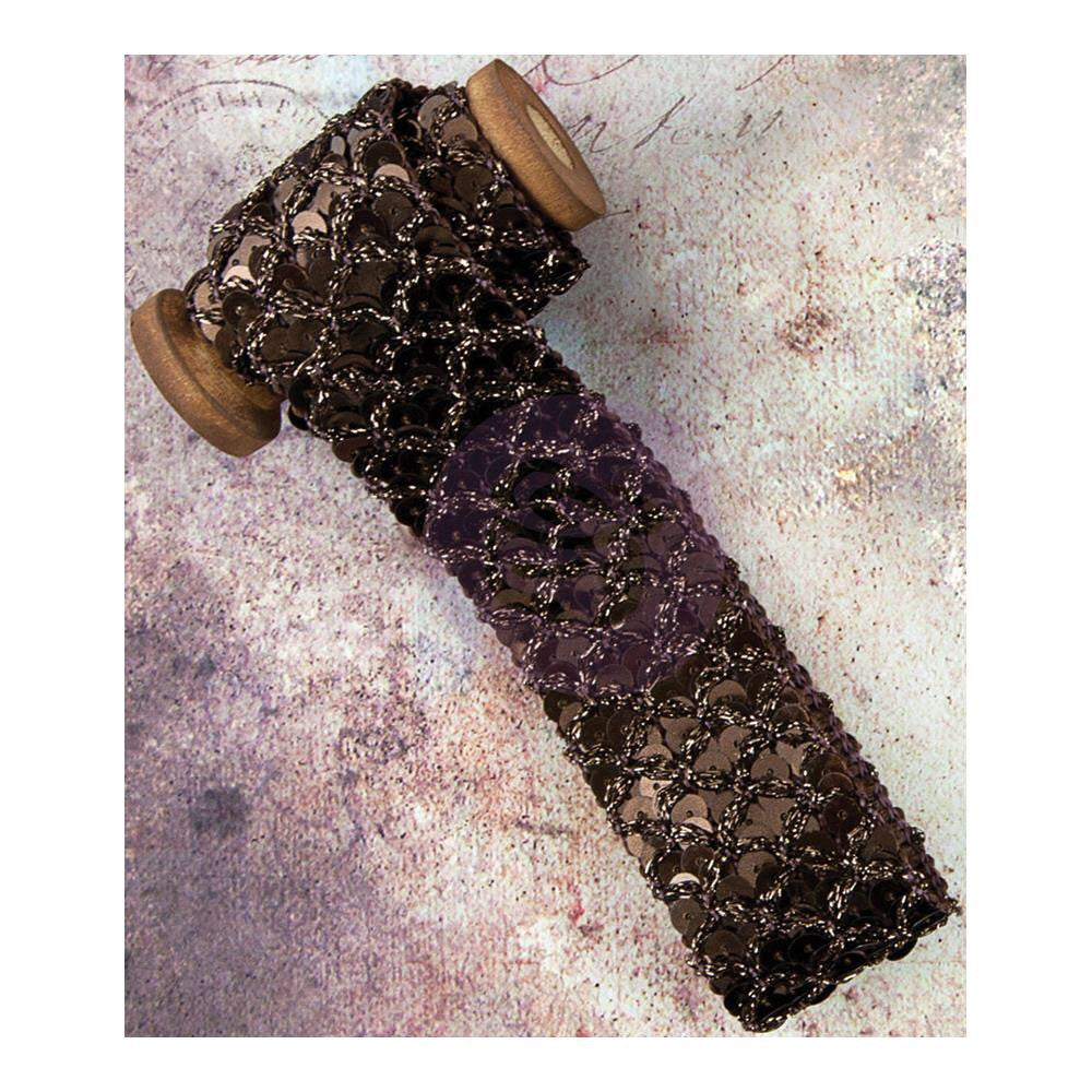 image_0577d3db-1155-4def-807e-3d8c508c8951.jpg Prima Memory Hardware SEQUIN RIBBON BROWN Trim 3 yards - Image 1