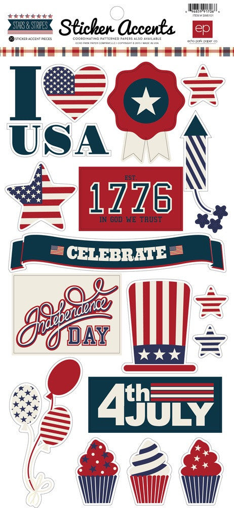image_070939e7-8d13-4189-9bab-d81fd5293358.jpg Echo Park STARS & Stripes Accent Stickers - Image 1