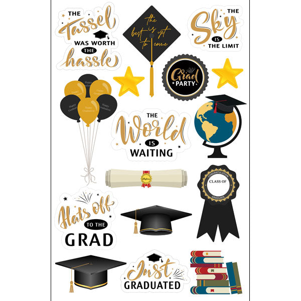 image_073623a1-17b2-420b-b994-1bd2708927af.jpg Scrapbook Customs GRADUATION #2 EMBELLISHMENTS DieCuts 16pc - Image 1