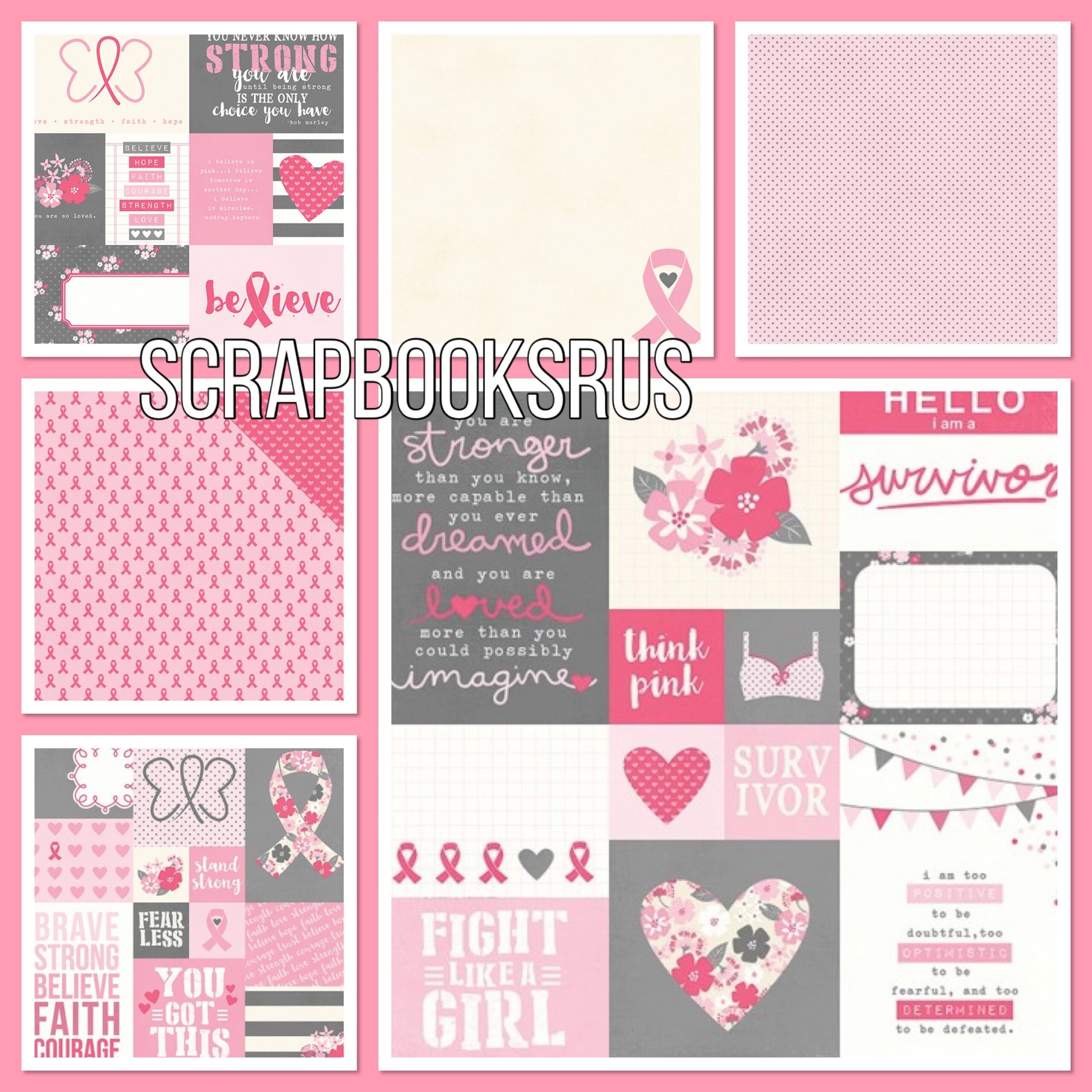 image_0739dfd9-37d4-44f6-8f7a-ec5eea9a033c.jpg Simple Stories HOPE Scrapbook Paper Kit Breast Cancer - Image 1