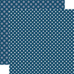 Echo Park Dots & Stripes DEEP BLUE SEA  12"X12" Scrapbook Paper
