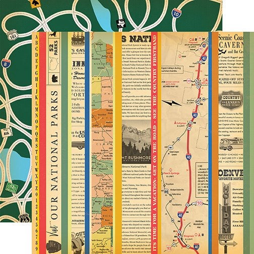 image_0ab9d7ef-6fe9-4234-980d-1fd58f3f9adc.jpg Carta Bella Are We There Yet? GET ON THE ROAD 12"x12" Paper - Image 1