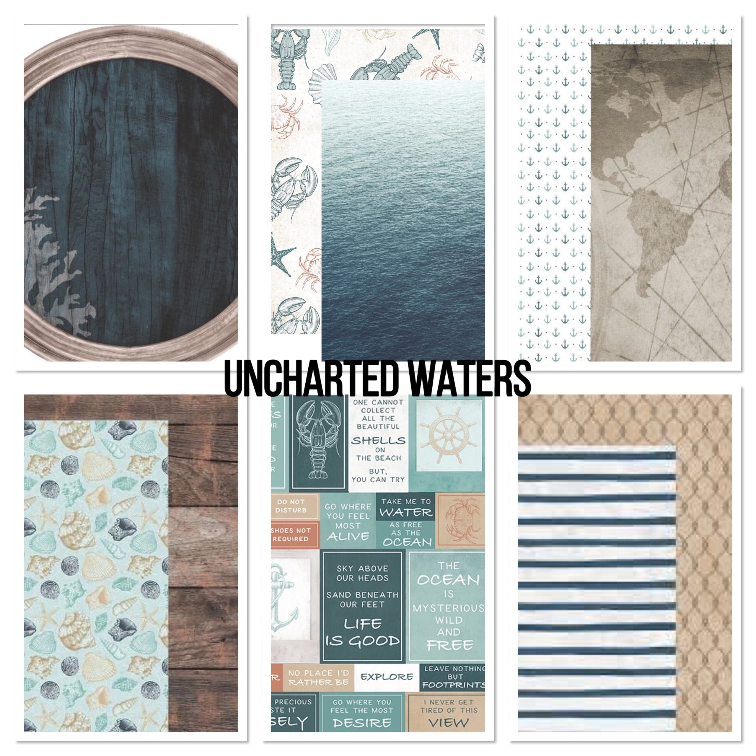 image_0b9134d8-6397-43cc-820b-78e6da466bf0.jpg Kaisercraft UNCHARTED WATERS KIT 12"X12" Scrapbook Papers B - Image 1