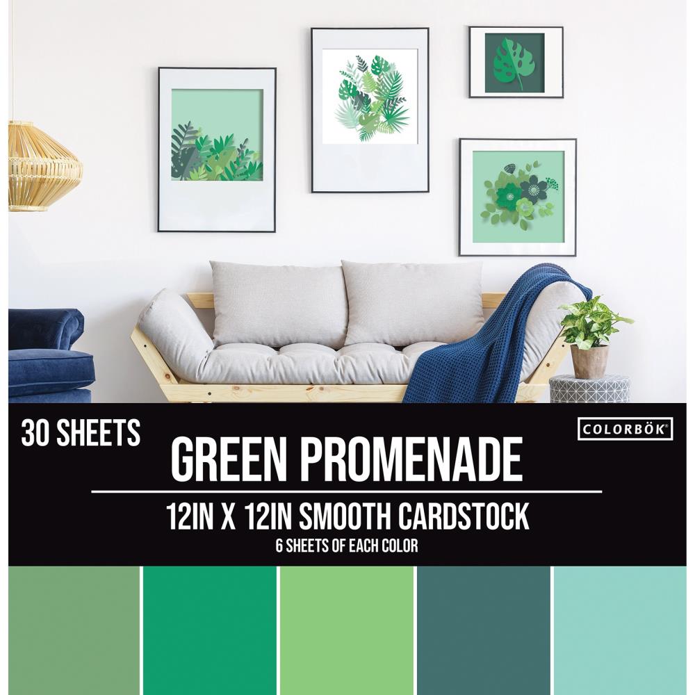 image_0cdce215-8514-4e51-a485-59ef16892436.jpg Colorbok 12”x12” Smooth Cardstock GREEN Promenade 30 Sheets - Image 1