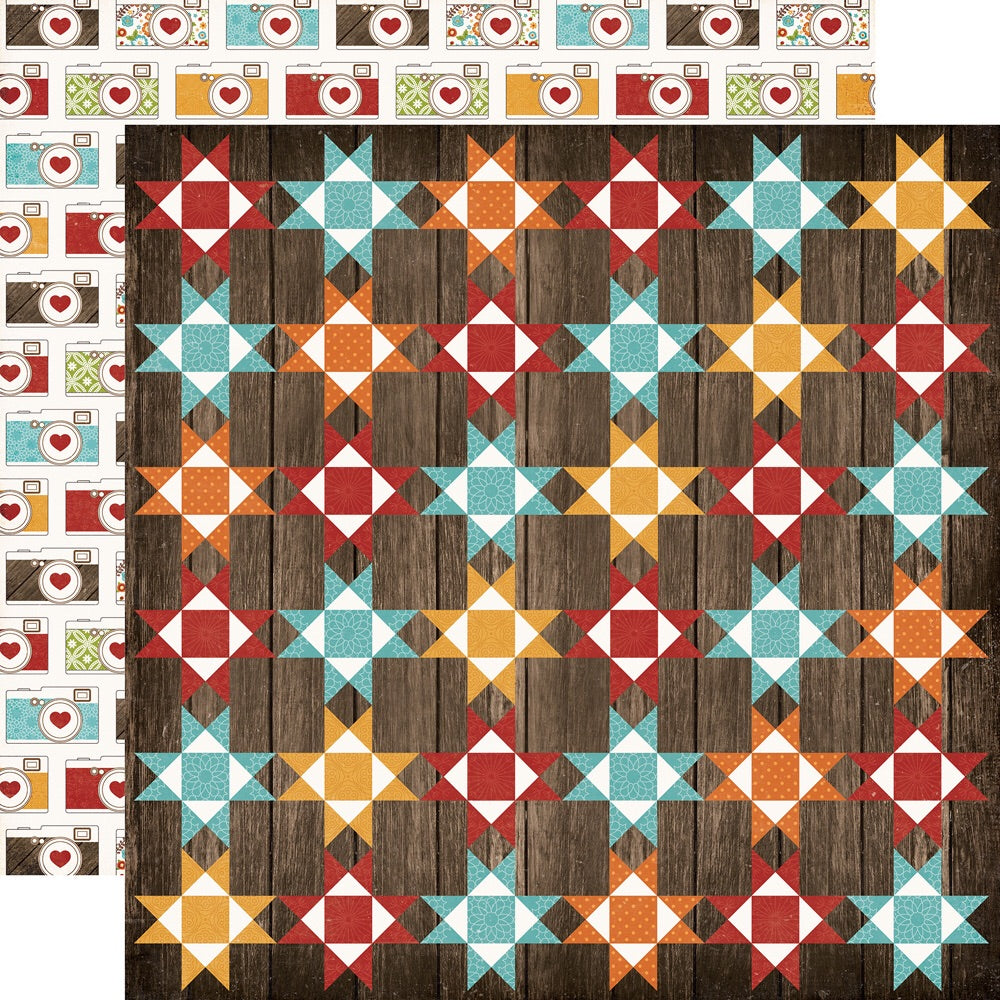 image_0ffcd5ad-9544-43ed-a685-db77f9f14046.jpg Echo Park I Love Family FAMILY QUILT 12"X12" Cardstock Paper - Image 1