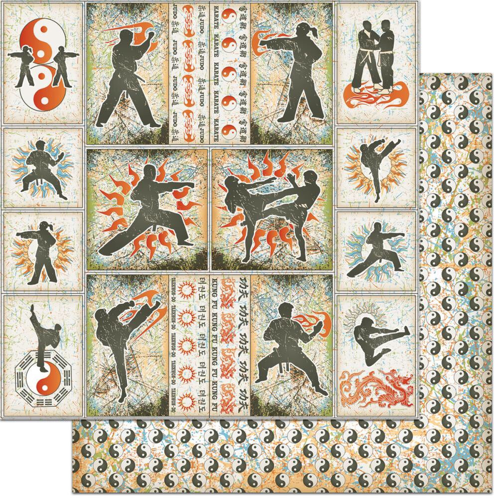 image_1234c805-67e7-4be0-9f85-ca52da713269.jpg Teenagers MARTIAL ARTS 12"X12" Scrapbook Paper - Image 1