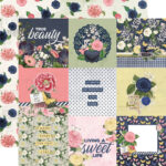 Simple Stories Simple Vintage Indigo Garden 4X4 ELEMENTS 12x12 Scrapbook Paper