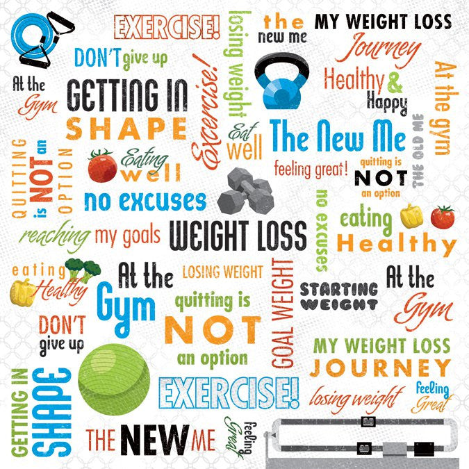 image_183a1195-7c62-4202-95e7-2e0c9760758d.jpeg Karen Foster WEIGHT LOSS COLLAGE 12"X12" Paper Sheet - Image 1