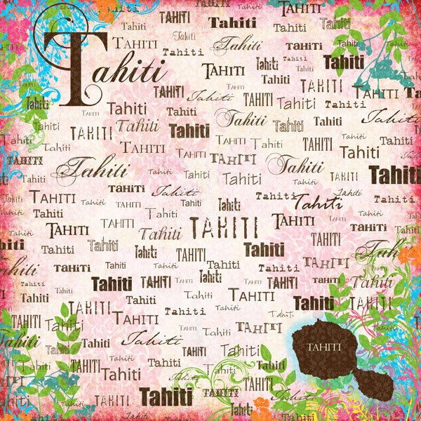 image_18a2bd21-8366-49ed-beb3-af61b5298e6f.jpg TAHITI Paradise 12X12 Scrapbook Paper Sheet - Image 1