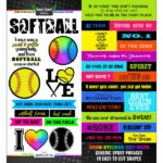 Scrapbook Customs Neon Sport SOFTBALL Sticker 6"X12"
