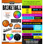 Neon Sport BASKETBALL STICKERS 5"X12" Scrapbook Customs