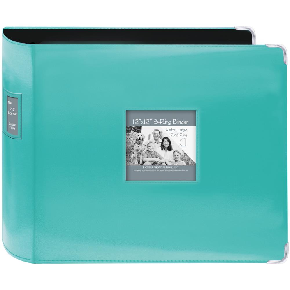 image_1a586140-5dd8-44fb-82ef-227da87ba652.jpg Pioneer Sewn Frame Leatherette BRIGHT BLUE 3-Ring 12"X12" Memory Scrapbook Album - Image 1