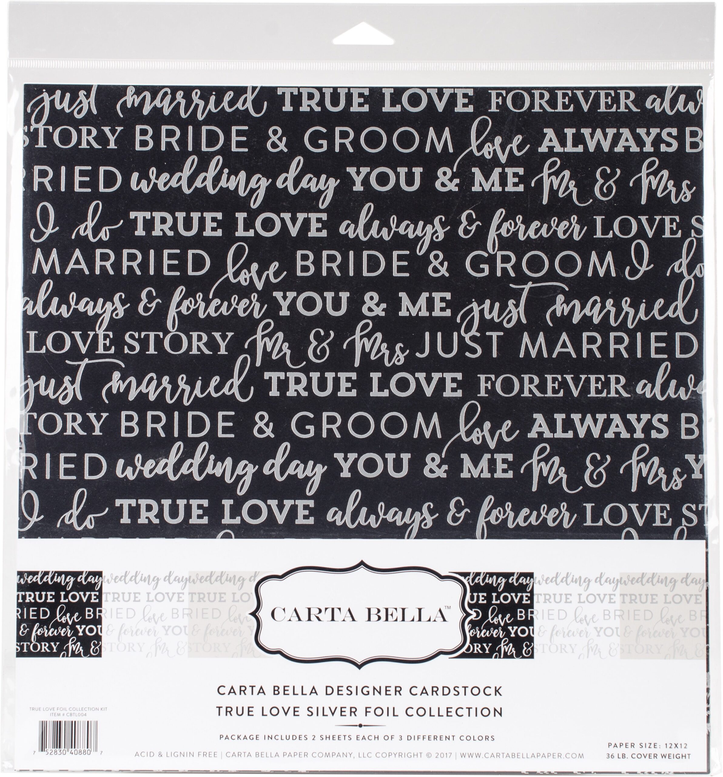 image_1a5efb23-bee2-4a13-b74d-c623a2f89e4e.jpg Carta Bella TRUE LOVE SILVER FOIL Collection 12"X12" Kit - Image 1