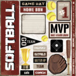 SOFTBALL EXTREME 12x12 Stickers 21pc Scrapbook Customs